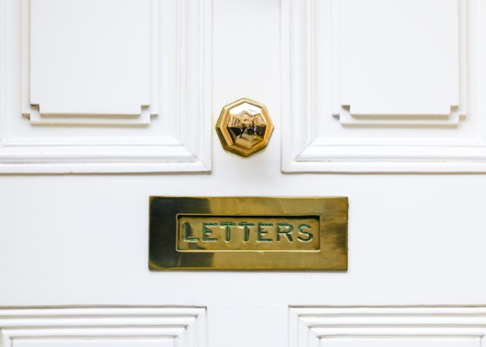 Engraved letterbox on front door