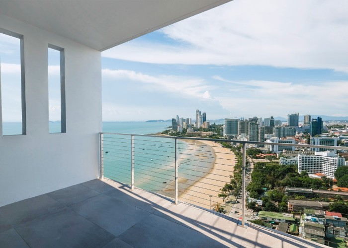 luxury apartment balcony with beach view